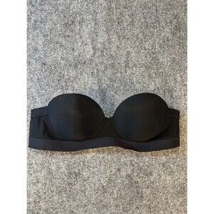 Pepper Strapless Bra Women 36A Black Lightly Lined Padded Underwire Minimalist